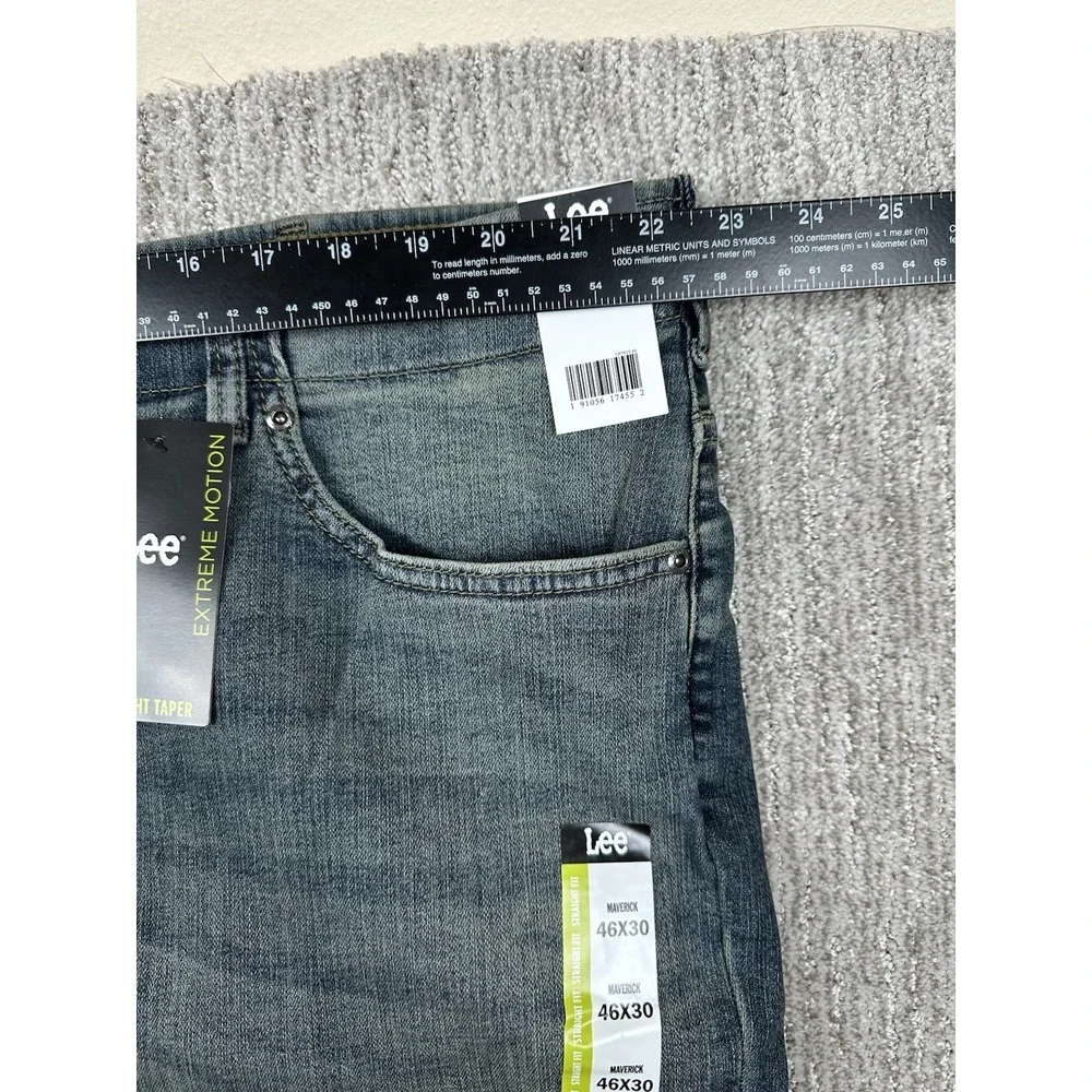 Lee Extreme Motion Jeans Mens 46x30 Blue Medium Wash Taper Stretch Big & Tall